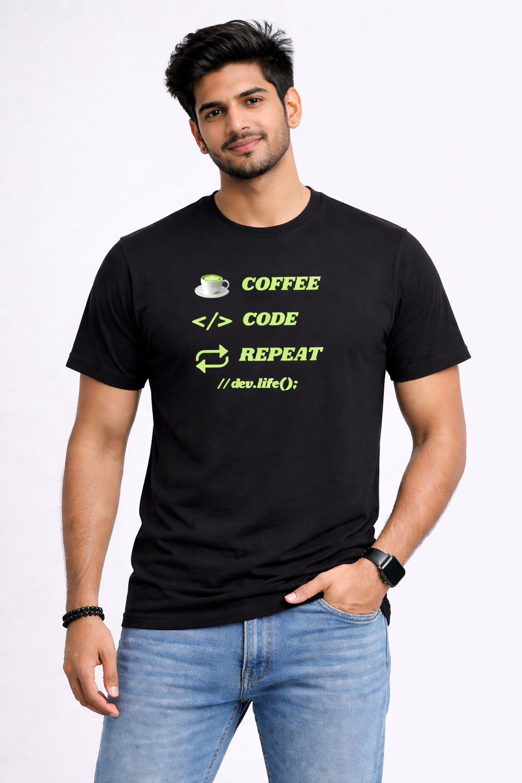 Coffee. Code. Repeat. - Programmer Life Unisex Supima T-Shirt