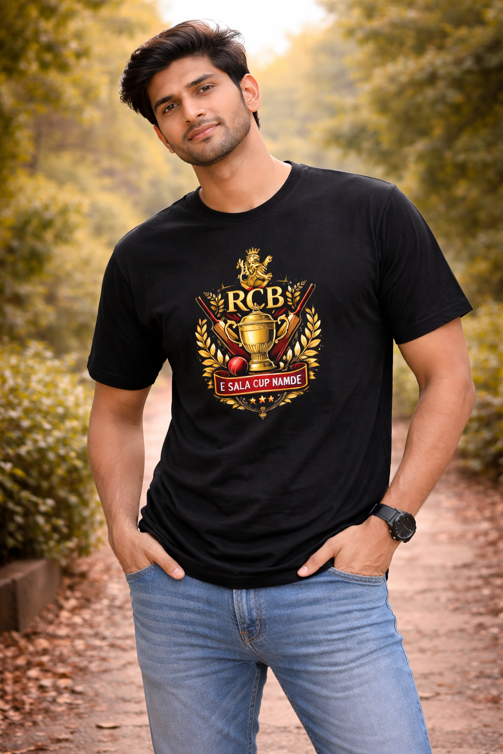 RCB Fans(IPL) Unisex Classic Crew T-Shirt